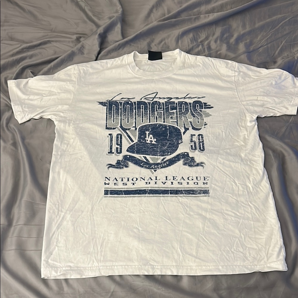 Pacsun White Los Angeles Dodgers Graphic T-Shirt, never worn, washed once